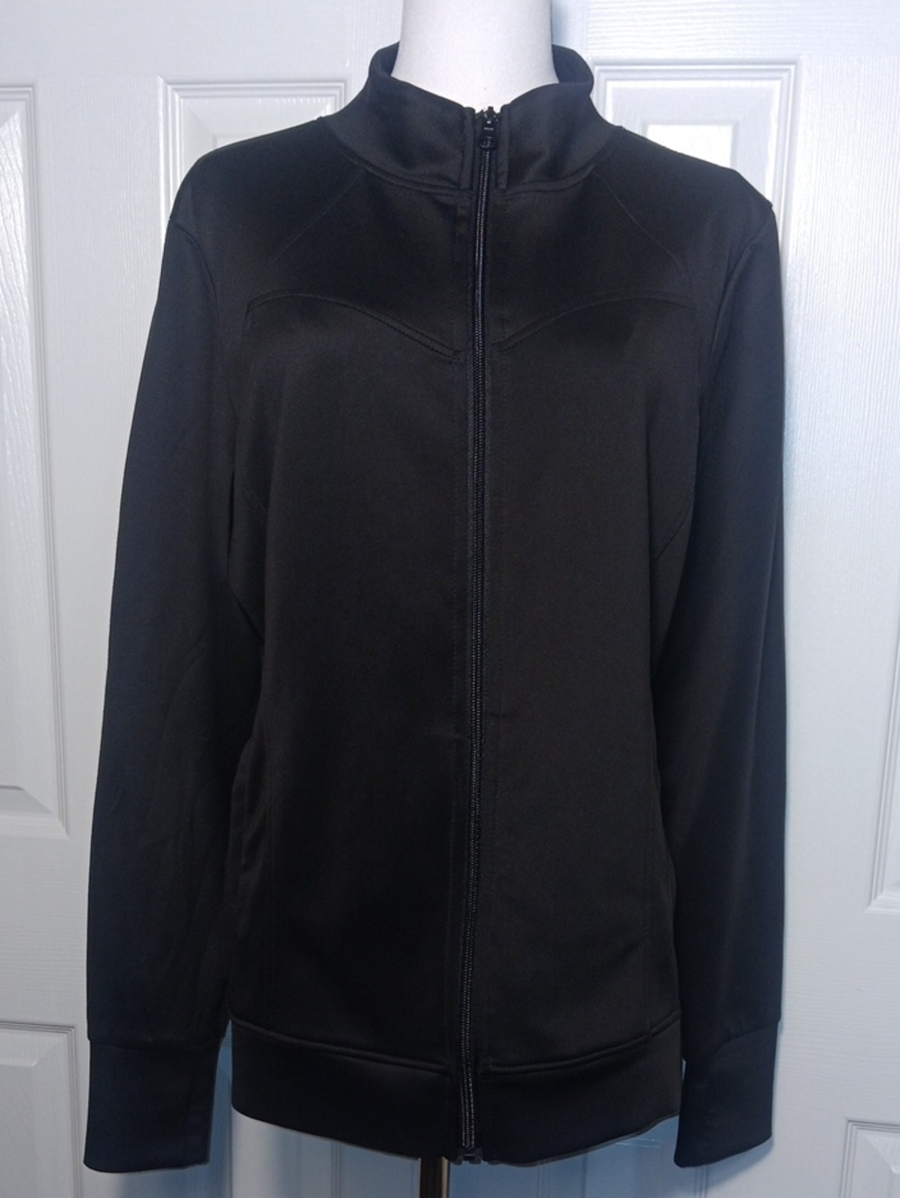 Adrienne Vittadini Sport Black Full-Zip Track Jacket Size Large